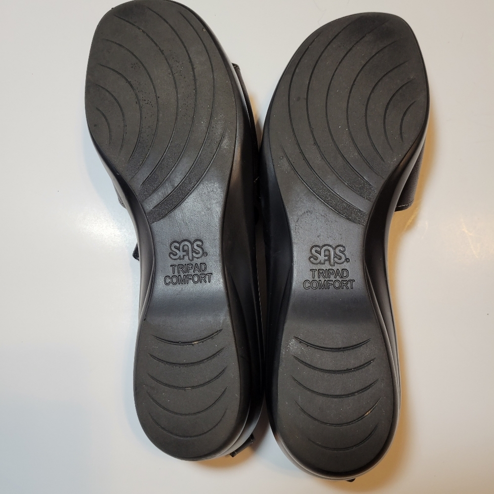 SAS Womens Black leather tri-comfort low heeled sandal Made in the USA Size 8N - Picture 3 of 7
